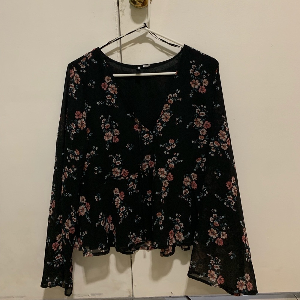 H&M Floral Top with Bell Sleeves